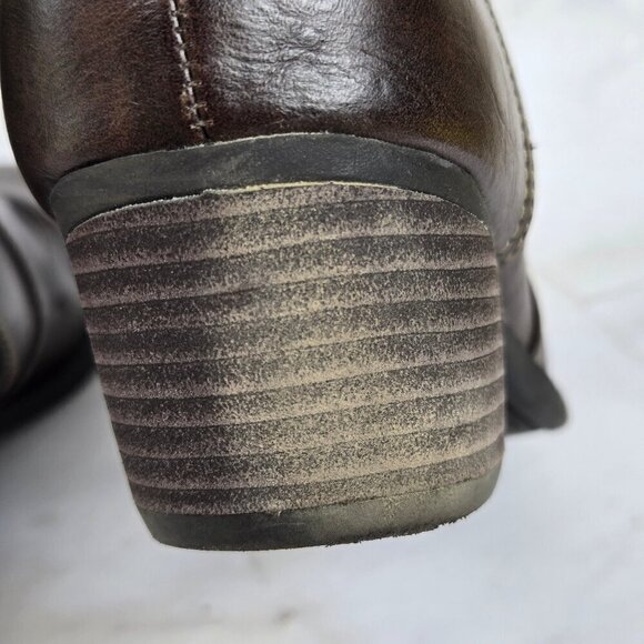Dr Scholl's Size 8.5 Jolt Brown Faux Leather Booties Side Zipper Chunky Heel - Picture 9 of 16